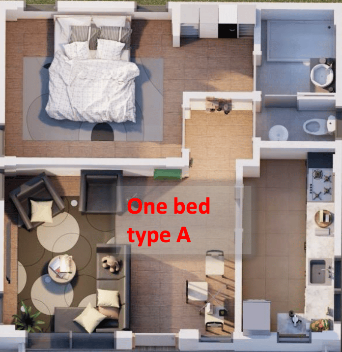 1 bed Type A Floor Plan